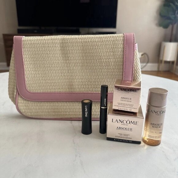 Lancome Other - Lancome 6 Piece Travel Size Gift Set & Bag Absolue Soft Cream .5 oz Eye Cream